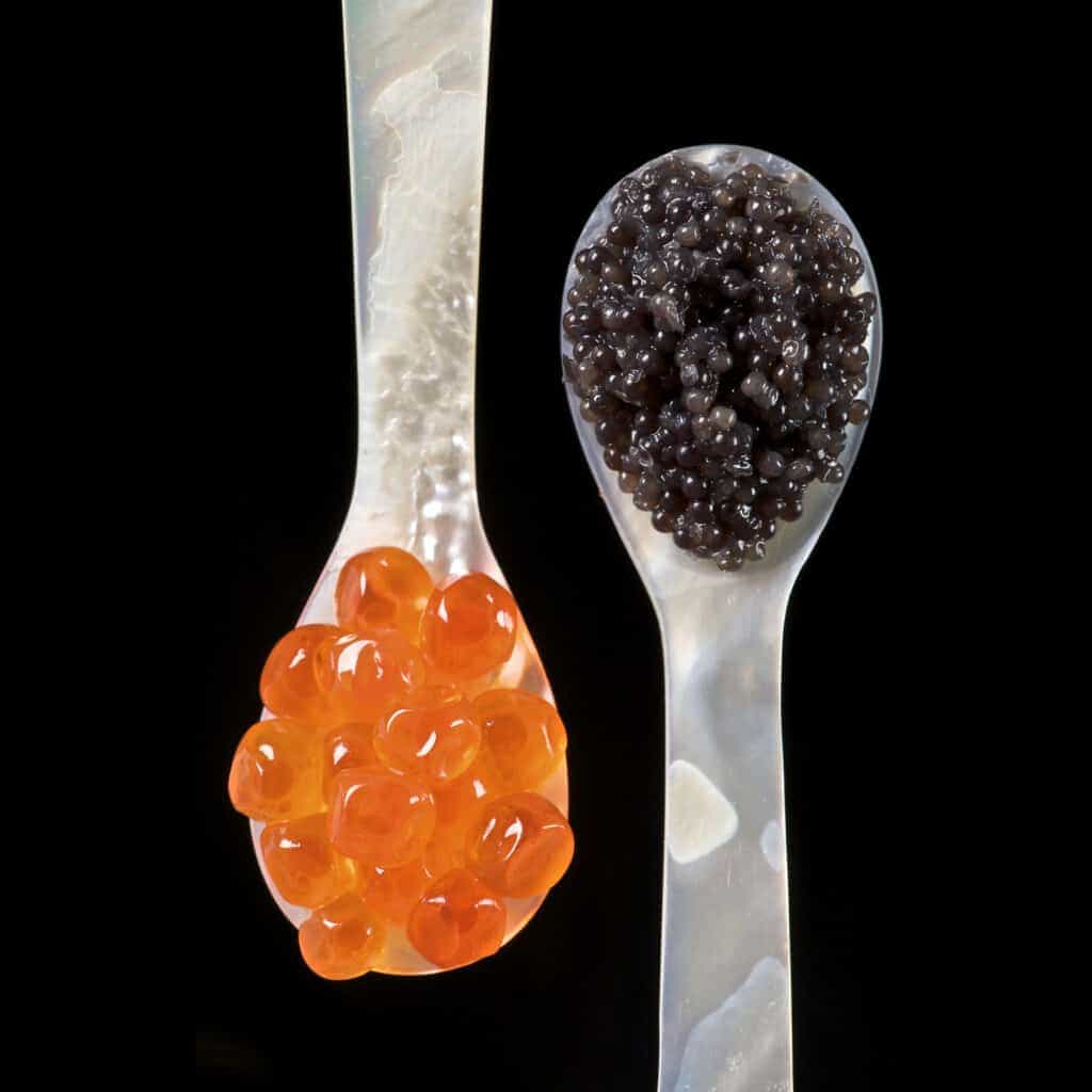 Almas caviar is a kind of caviar that has been produced from the eggs of the earth’s rarest fish – the albino beluga sturgeon. It’s currently among the pricy caviars in the world, going for between $25000 and $35000 for each kilogram. Almas caviar is a very rich and fancy food around the world that relishes a buttery annatto flavour to it.